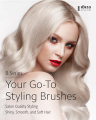 Ibiza Hair Blonde bristles with cork handle highlight shine and textured finish.