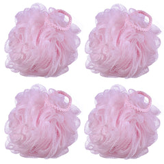 iboodi pink mesh bath sponge pack 4 assembled for shower use and rich lather