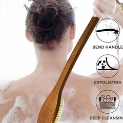 ICANdOIT bent-handle back-scrubber enables full-body cleansing with comfortable grip.