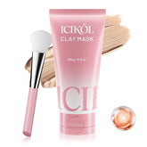 ICIKOL red clay mask packaging highlighting full-size jar for detox and pore care.