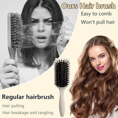 iDAOLI Curly Hair Brush with soft bristles spares the scalp during gentle detangling.