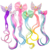 Ideal Swan 6-set unicorn hair extensions clip showcasing six styles for versatile looks