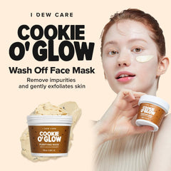 I DEW CARE Cookie O' Glow wash-off being applied to clean skin for refreshing cleanse.