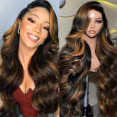 IDHERE highlight ombre lace front wig 20 inch for glamorous party-ready color.