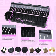 IDN Beauty hair extension holder stand shows four installation modes for flexible mounting