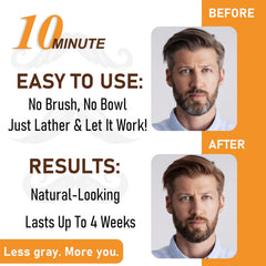 iemokoda applying dark brown dye shampoo to beard for fast color
