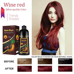 iemokoda Burgundy Hair Dye Shampoo application scene for dry hair color in minutes.
