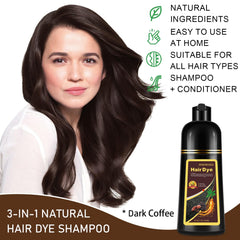 iemokoda dark coffee hair dye shampoo application on dry hair demonstrates quick color.