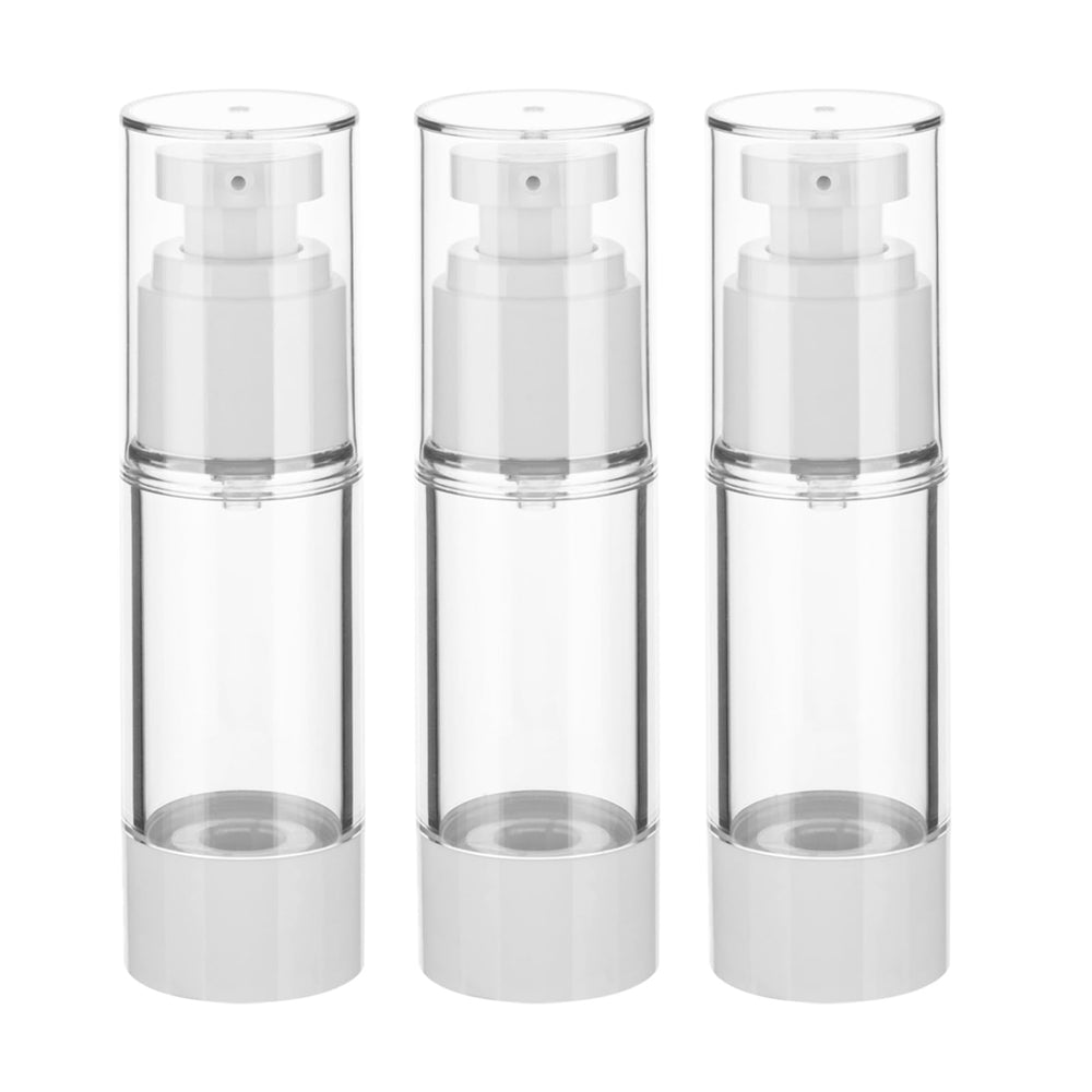 IFDGCTK airless bottles trio front view for compact travel and on-the-go skincare.