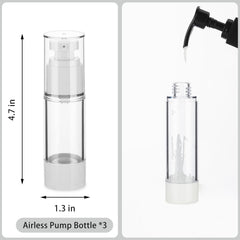 IFDGCTK airless bottle trio in hand shows compact travel size for on-the-go skincare.