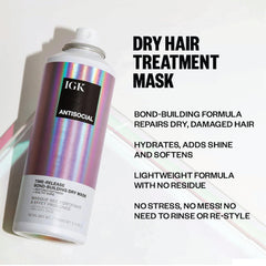 IGK Antisocial hair mask jar highlights overnight bond-building repair.