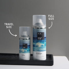 IGK Beach Club texture spray close-up shows even mist for easy styling.