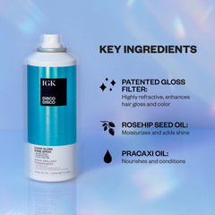 IGK Disco Disco patented gloss filter highlights color-enhancing shine.