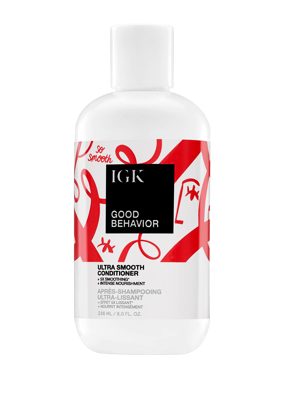 IGK Good Behavior bottle front showing sleek packaging for frizz-free shine