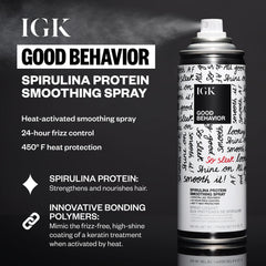 IGK Good Behavior packaging highlights vegan, color-safe formula suitable for all hair types