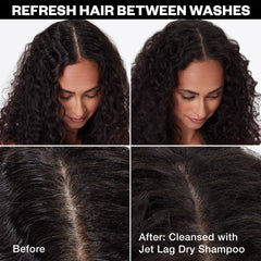 IGK Jet Lag dry shampoo powder dispersion highlighting gentle cleansing of mild oil