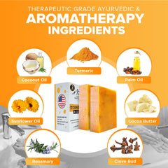iHeart Nature turmeric soap bar closeup-texture highlights natural formula for smooth skin