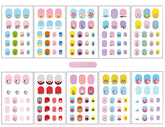 IHUKEIT kids nail stickers pack display showing 10 sheets for quick at-home manicures