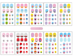 IHUKEIT kids nail stickers pack display showing 10 sheets for quick at-home manicures