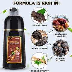 IIIMEIDU Hair Dye Shampoo applied to wet hair for quick gray root coverage