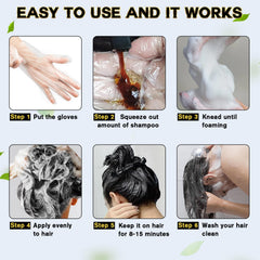 IIIMEIDU hair dye shampoo with gloves for easy at-home application.