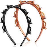 IJPDDRXYN braided bangs headband with teeth in black secures bangs for clear visibility during workouts.