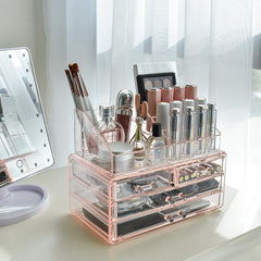 Ikee Design pink makeup organizer lipstick slots display for daily routine