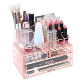 Ikee Design pink jewelry storage boxes set front view showing compact vanity organization