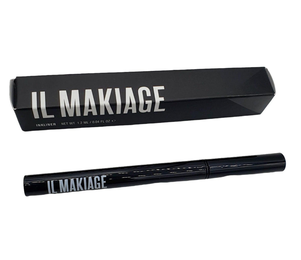 Il Makiage Inkliner liquid eyeliner black tube delivers smudge-proof definition with a velvet matte finish.