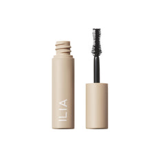ILIA Fullest Volumizing Mascara application closeup shows weightless volume for defined lashes
