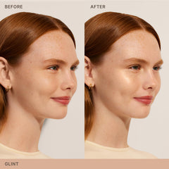 ILIA Lightshift Cream Highlighter brush application highlights key light points.