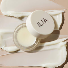 ILIA Lip Wrap Overnight Mask closeup-texture — creamy formula cushions lips during application.
