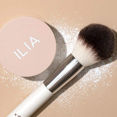 ILIA Soft Focus application with brush demonstrates shine-control and even texture.