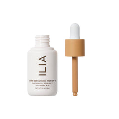 ILIA Super Serum Skin Tint SPF 40 bottle with premium glass and pump
