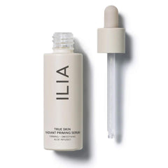 ILIA True Skin Radiant Priming Serum bottle pump for effortless base and breathable hydration.
