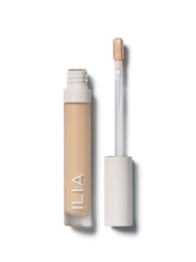 ILIA True Skin Serum Concealer packaging emphasizes vegan, cruelty-free commitment.