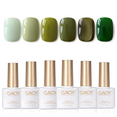 GAOY green gel nail polish set with six colors for at-home manicure and color variety