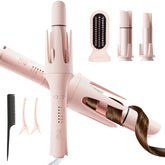 CHIKYO 3 in 1 Multifunctional Hot Tool, Automatic Curling Irons with 2 Ceramic Barrel(1", 1.25") & Hair Straightener Brush, Hair Curler & Straightening Comb with 3 Temp & Timer & Negative Ions