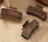 Tobeffect Hair Clips for Women, 4" Western Large Leather Claw Clips for Thick Long Hair, Aesthetic Cowgirl Stuff Gift for Women Girls, Strong Hold Hair Clips - 3 Count
