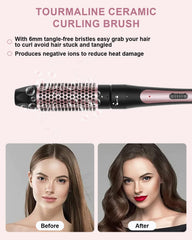 6 in 1 Wand Curling Iron, 3 Barrel Curling Iron Set with Thermal Brush (1.5") and 5 Interchangeable Ceramic Wand Curler (0.35"-1.25"), 2 Temp Heating Setting, Christmas Birthday Gifts for Women