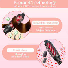 Lopeie Upgraded Infrared Bounce Brush – 5-Setting LED Heated Round Brush, 1.5