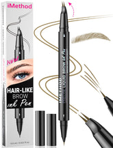 iMethod Curved Eyebrow Pen curved-tip creates natural hair-like strokes for precise brows.