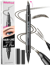 iMethod Curved Eyebrow Pen curved-tip creates natural hair-like strokes for precise brows.