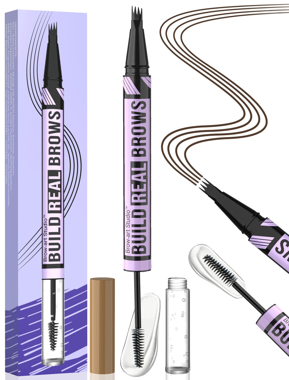 iMethod eyebrow pen 4-fork tip closeup for natural hair-like strokes