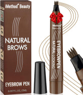 iMethod Eyebrow Pen four fork-tip closeup shows precise hair-like strokes for natural brows.