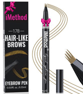 iMethod-eyebrow-pen-microblade-tip renders natural hair-like strokes for precise brows.