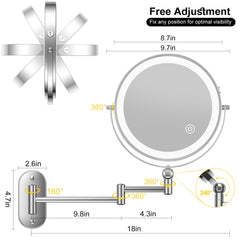 IMIKONA wall-mounted mirror with extendable arm side view for flexible positioning