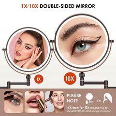 IMIKONA 10X magnification detail view for eyebrows and mascara on bronze mirror