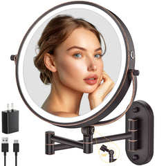 IMIKONA 9-inch wall-mount bronze makeup mirror front view for precise makeup application