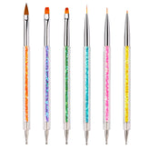 iminoo 6pcs nail art brushes double-ended for precise lines and patterns